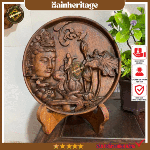 Tranh Gỗ Nhất Tâm Bái Phật A Di Đà, Để Bàn, Decor Phật Giáo Giúp Gia Chủ May Mắn, Bình An