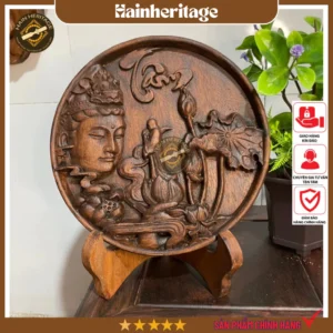 Tranh Gỗ Nhất Tâm Bái Phật A Di Đà, Để Bàn, Decor Phật Giáo Giúp Gia Chủ May Mắn, Bình An